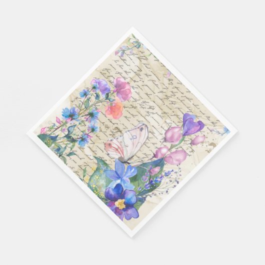 Pastel Floral Paper Napkin Servet (Hoek)