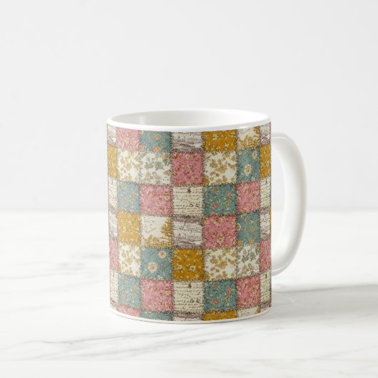 Pastel Floral Patchwork Picnic Pattern (13) Koffiemok (Voorkant rechts)