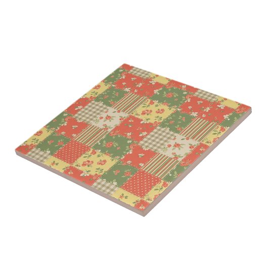 Pastel Floral Patchwork Picnic Pattern (2) Tegeltje (Zijkant)