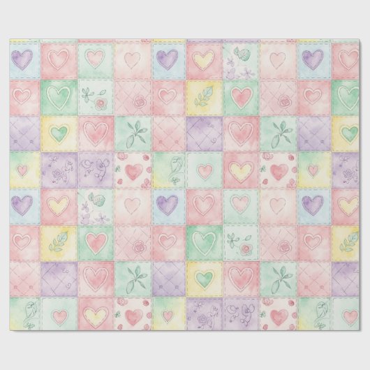 Pastel Floral Patchwork Picnic Pattern (3) Cadeaupapier (Vlak)