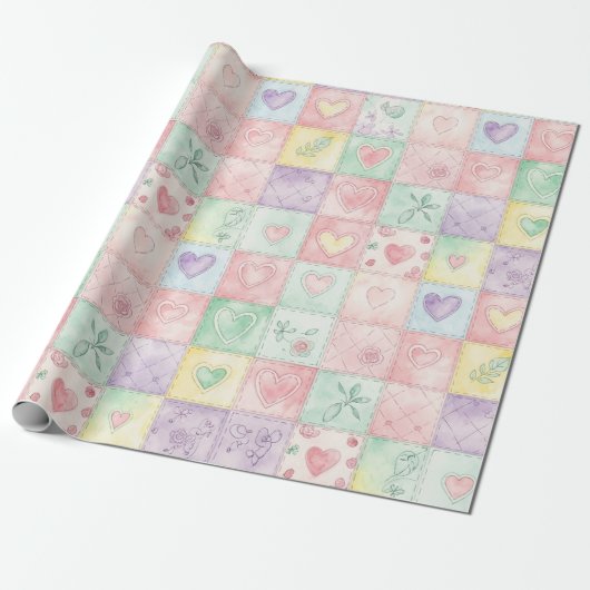Pastel Floral Patchwork Picnic Pattern (3) Cadeaupapier (Uitgerold)