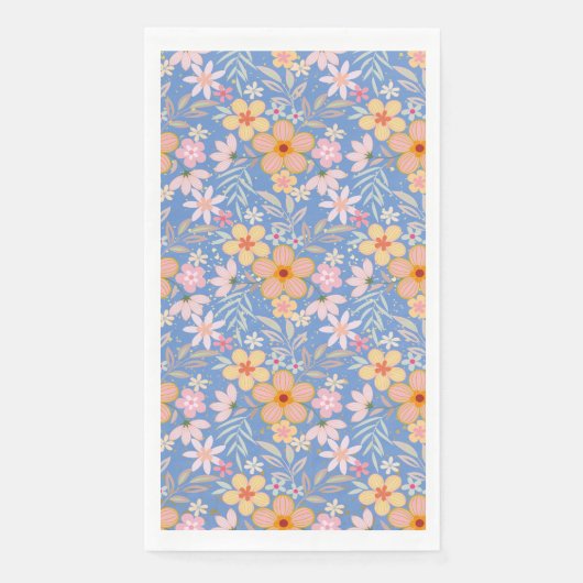 Pastel Floral patroon C01 Blauw BG Servet (Voorkant)