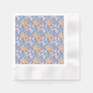 Pastel Floral patroon C01 Blauw BG Servet