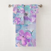 *~* Pastel Floral Pattern Blue Pink FLowers  Bad Handdoek (Insitu)