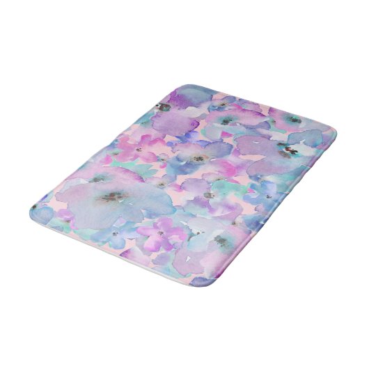 *~* Pastel Floral Pattern Blue Pink FLowers  Badmat (Gekanteld)