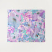 *~* Pastel Floral Pattern Blue Pink FLowers  Wandkleed (Voorkant (horizontaal))