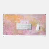 Pastel Floral Pattern Chic Script Monogram Bureaumat (Keyboard & Muis)