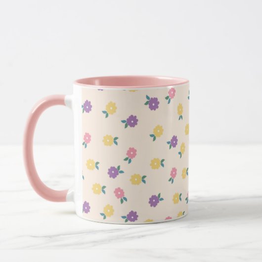 Pastel Floral Pattern – Cute Yellow, Pink & Purple Mok (Links)