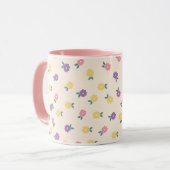 Pastel Floral Pattern – Cute Yellow, Pink & Purple Mok (Voorkant links)