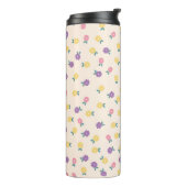 Pastel Floral Pattern – Cute Yellow, Pink & Purple Thermosbeker (Gedraaid links)
