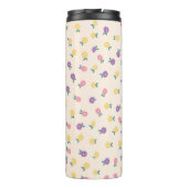 Pastel Floral Pattern – Cute Yellow, Pink & Purple Thermosbeker (Achterkant)