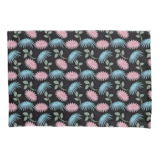 Pastel Floral Pattern on Black Background | Cute D Kussensloop (Voorkant)