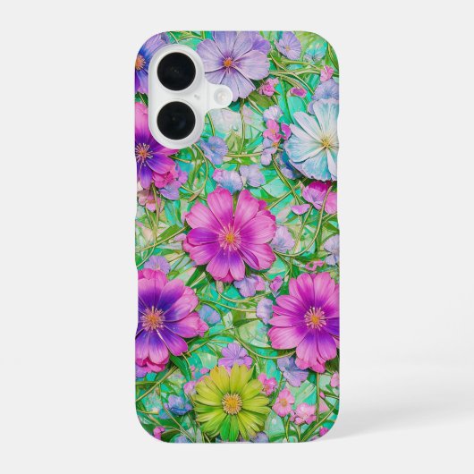 Pastel Floral Pattern Phone Case iPhone 16 Hoesje (Achterkant)