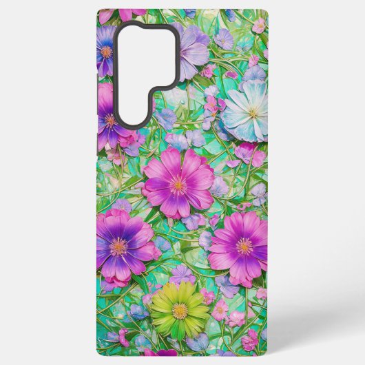 Pastel Floral Pattern Phone Case Samsung Galaxy Hoesje (Achterkant)