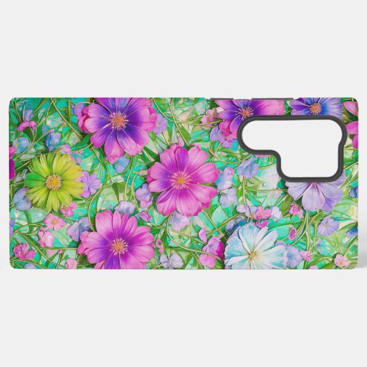 Pastel Floral Pattern Phone Case Samsung Galaxy Hoesje (Achterkant horizontaal)