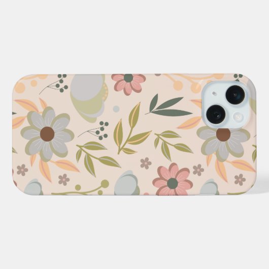 Pastel Floral Pattern– Soft Aesthetic Flower iPhone Hoesje (Achterkant horizontaal)