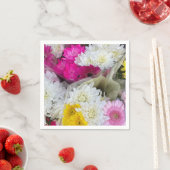 Pastel Floral Pink, Geel en Wit Chrysanthemum Servet (Insitu)