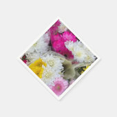 Pastel Floral Pink, Geel en Wit Chrysanthemum Servet (Hoek)