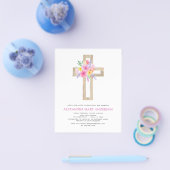 Pastel Floral Pink Rose Cross Flyer (Enkel)
