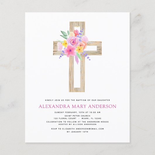 Pastel Floral Pink Rose Cross Flyer (Voorkant)