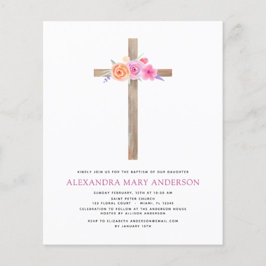 Pastel Floral Pink Rose Cross Flyer (Voorkant)