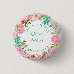 Pastel Floral Profusion Vrijgezellenfeest Ronde Button 3,2 Cm
