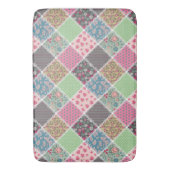Pastel Floral Quilt Squares Badmat (Voorkant Verticaal)