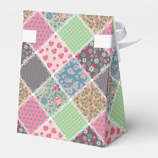 Pastel Floral Quilt Squares Bedankdoosjes (Achterkant)