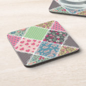 Pastel Floral Quilt Squares Bier Onderzetter (Linkerzijde)
