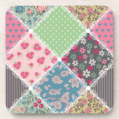 Pastel Floral Quilt Squares Bier Onderzetter (Voorkant)
