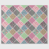 Pastel Floral Quilt Squares Cadeaupapier (Vlak)