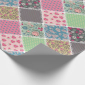 Pastel Floral Quilt Squares Cadeaupapier (Hoek)