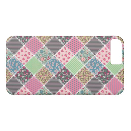 Pastel Floral Quilt Squares Case-Mate iPhone Case (Achterkant (Horizontaal))