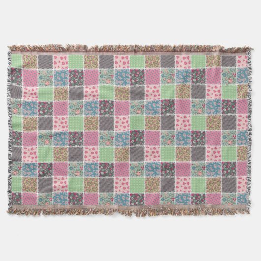 Pastel Floral Quilt Squares Deken (Voorkant)