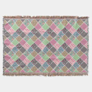 Pastel Floral Quilt Squares Deken