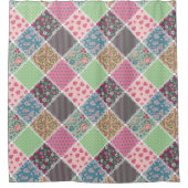 Pastel Floral Quilt Squares Douchegordijn (Voorkant)