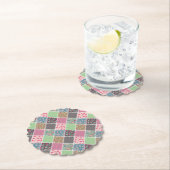 Pastel Floral Quilt Squares Kartonnen Onderzetters (Insitu)