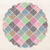 Pastel Floral Quilt Squares Kartonnen Onderzetters (Voorkant)