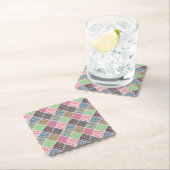 Pastel Floral Quilt Squares Kartonnen Onderzetters (Insitu)