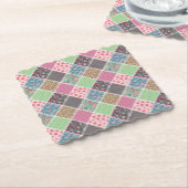 Pastel Floral Quilt Squares Kartonnen Onderzetters (Gebogen)