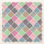 Pastel Floral Quilt Squares Kartonnen Onderzetters (Voorkant)