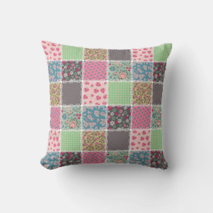 Pastel Floral Quilt Squares Kussen
