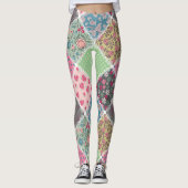 Pastel Floral Quilt Squares Leggings (Voorkant)