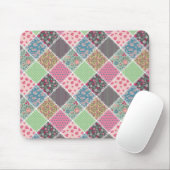 Pastel Floral Quilt Squares Muismat (Met muis)