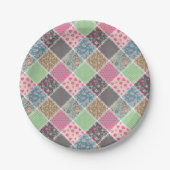 Pastel Floral Quilt Squares Papieren Bordje (Voorkant)