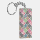 Pastel Floral Quilt Squares Sleutelhanger (Voorkant Links)