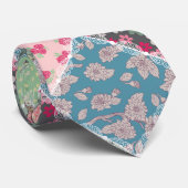 Pastel Floral Quilt Squares Stropdas (Opgerold)