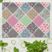 Pastel Floral Quilt Squares Theedoek (Gevouwen)