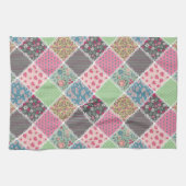 Pastel Floral Quilt Squares Theedoek (Horizontaal)