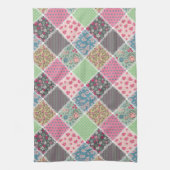 Pastel Floral Quilt Squares Theedoek (Verticaal)